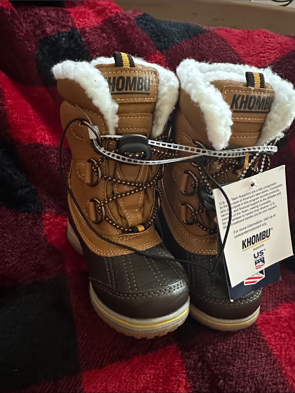 Khombu Brown and Tan Insulated Kids Snow Boots